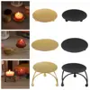 Gift Home Decoration Wedding Ornament Black Gold Candle Holder Wrought Iron Craft Candelabra Round Plate Candlestick 1