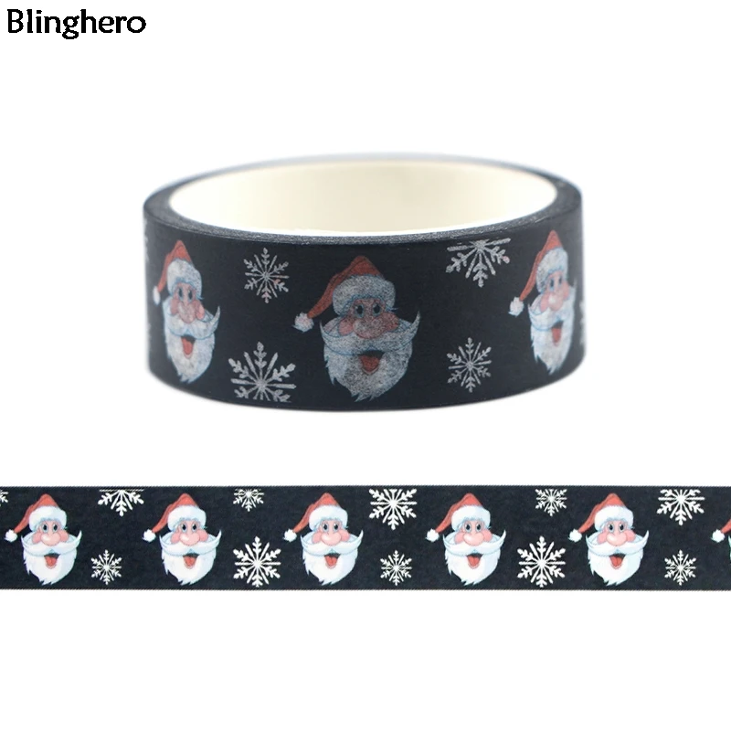 10 шт./компл. Blinghero Рождество 15 мм х 5 м лента Washi мультфильм Санта Клаус малярный скотч Прохладный олень клейкая лента для подарков для Семья BH0401
