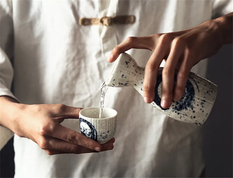 KINGLANG японский HENGFENG стиль ручная роспись Керамическая маленькая бутылка для сакэ кувшин вино белое вино бутылка