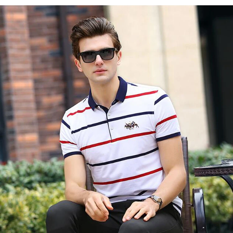High quality polo shirt New summer brand cotton men's polo shirt Business casual short sleeve striped shirt polo men tops polos 16 Hf028c5a4c5eb439cbd3ca615a8aab2e74