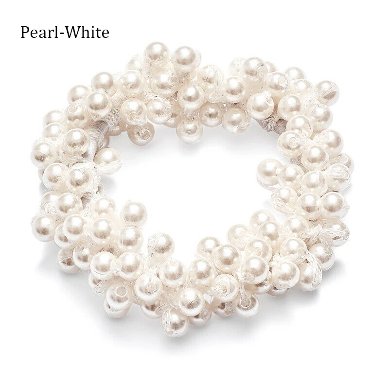 Pearl -White Резинка для волос, резинка для волос, резинка для волос, держатель для хвоста, жемчужные бусы, женские резинки для волос, аксессуары для женщин - Цвет: Pearl -White