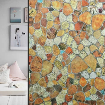 

Stained Stone Pattern Window Sticker Static Cling UV-Proof PVC Hot-Sale Multiple Size Recyclable Removable Antiseptic Tint-Film