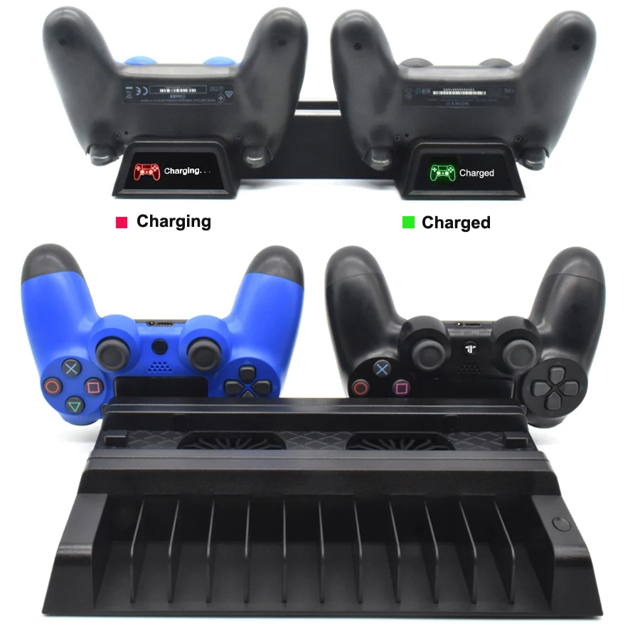 PS4 PRO Тонкий Стенд с охлаждающим вентилятором 2 контроллер зарядное устройство зарядная док-станция игры держатель диска игровая станция 4 PS 4 аксессуары