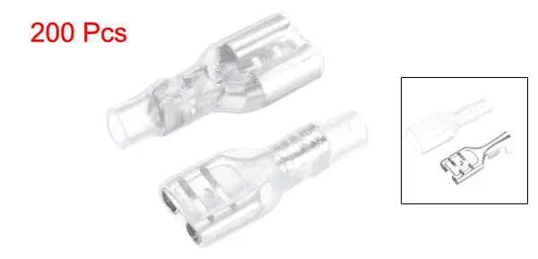 6.3mm Female Uxcell 200 шт. 6,3 мм быстрое Сращивание провода Терминалы Женский Лопата Разъем с изоляцией рукав для оборудования электрической мощности - Цвет: 6.3mm Female