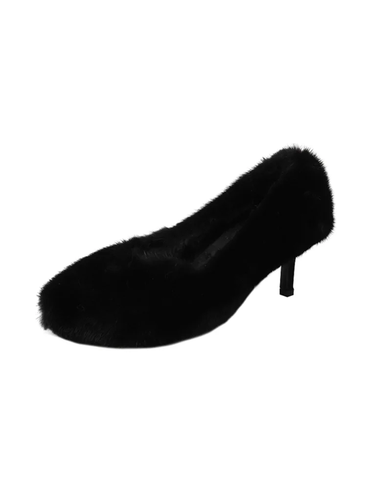 

Women's Pointy Toe High Heel Stiletto Mink Fur Pumps