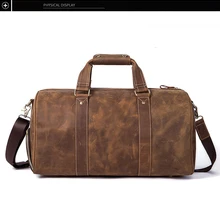 Бренд, новинка, Crazy horse, натуральная кожа, мужская сумка на выходные, винтажная, мужская, дорожная, сумка для багажа, вещевой мешок, большая, для путешествий, Мужская