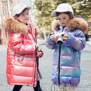 

Fashion Brand Girl Down Jacket Warm Child Down Parkas Coat Fur Kid Teenager Thickening Outerwear For Cold Winter waterproof