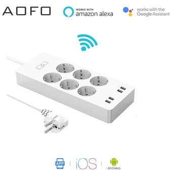 

Smart Power Strip with 6 AC Outlets 4 USB Ports Surge Protector, with Timing Function Voice Control works with Alexa Google Home