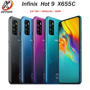 Перейти на Алиэкспресс и купить Оригинальный мобильный телефон Infinix Hot 9 X655C с двумя sim-картами 6,6 дюйма 4 Гб ОЗУ 64 Гб ПЗУ OctaCore 13 МП 5000 мАч Android 10