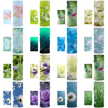 

New Dustproof Scarf Silk Scarf Plant Flower Pattern Soft Elastic Material Unisex Scarf Cycling Leggings Sports Headscarf