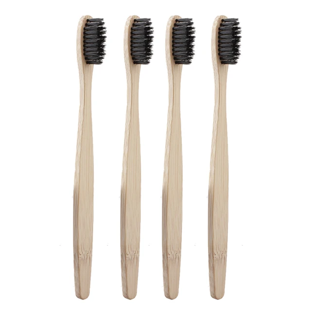 10pcs/Set Natural Pure Bamboo Toothbrush Soft-bristle Charcoal Square Wooden Handle Toothbrushes Dental Care Tools 4