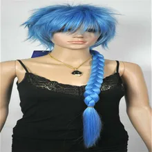 Светло-голубой длинный прямой оплетка косичка женщин косплей аниме-волосы парик