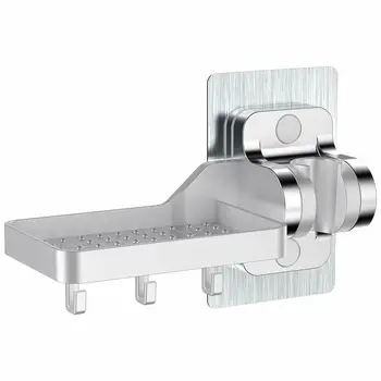 

Shower Head Holder with 3 Hook Soap Dish Rack Wall Mount Shower Adhesive Bracket Shower Bracket with Shelf ABS