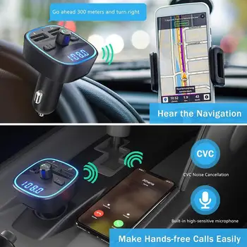 

Bluetooth 5.0 FM Transmitter Handsfree Wireless Car Music Car MP3 Charge Car Charger Audio Player Phone Accessories USB U D V8Z8