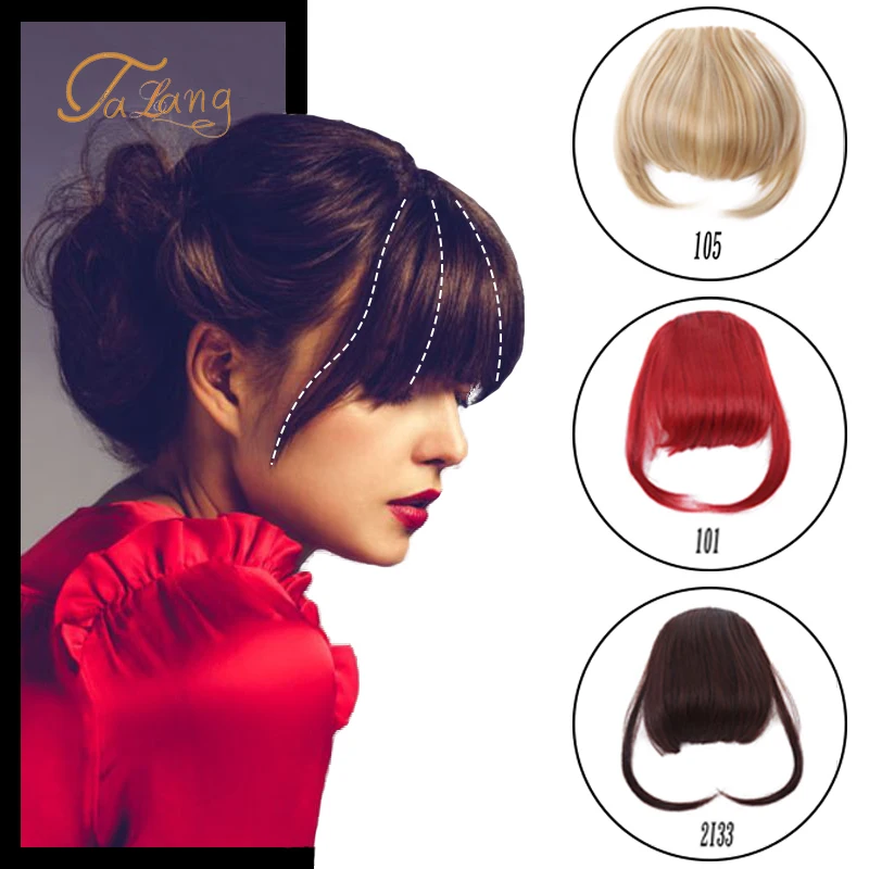 

TALANG Fringe Clip In Hair Bangs Hairpiece Clip In Hair Extensions Heat Resistant Synthetic Fake Bangs Hair Piece Hair Accessori