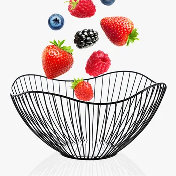 

Bread Storage Nordic Style Pierced Easy Clean Iron Art Kitchen Organizer Save Space Household Desktop Fruit Basket Living Room