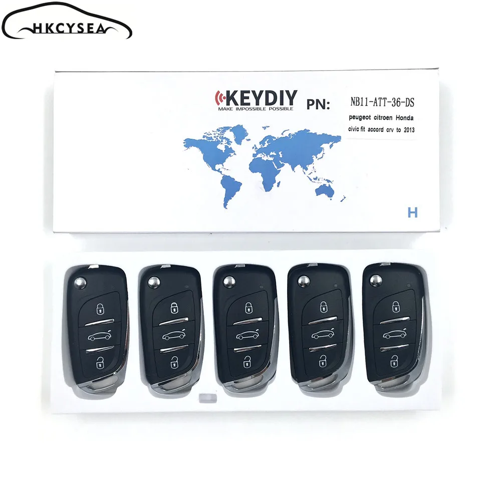 Дистанционный ключ HKCYSEA 10 шт./лот KEYDIY 3 кнопки NB11 DS для Peugeot/Citroen/Renault NB11-ATT-36/46