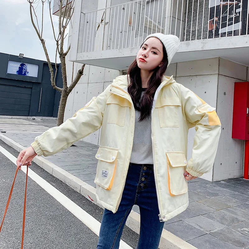 

1922 Photo Shoot Small Video Winter Mid-length Thick Students Mixed Colors Cotton-padded Clothes Trench Coat Women Jacket