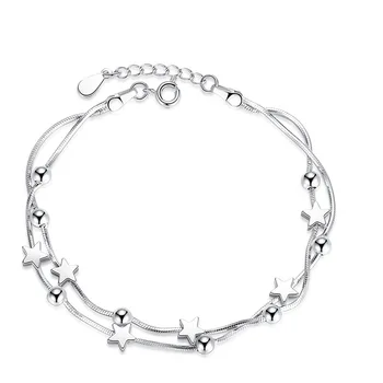 

ModaOne 925 Sterling Silver Bracelets For Women Double Layer Star Square Box Round Beads Bracelets & Bangles pulseira