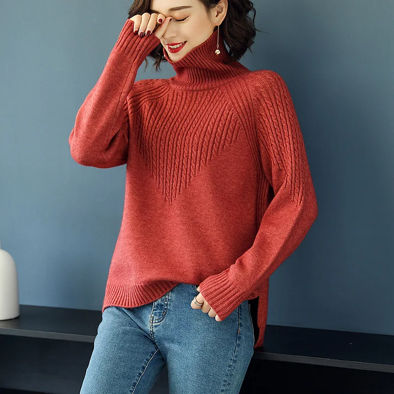 Woman Turtleneck Khaki Color Woman Winter Thickening Lazy Sweater Woman Pullover Loose Long Sleeve Tops Female Woman Turtleneck Khaki Color Woman Winter Thickening Lazy Sweater Woman Pullover Loose Long Sleeve Tops Female