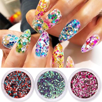 

1 Box Holographics Sequins Nails Art Powder Glitter Silver Bling Polishing Nail Sequins Nail Art Accessories For Manicuring DIY