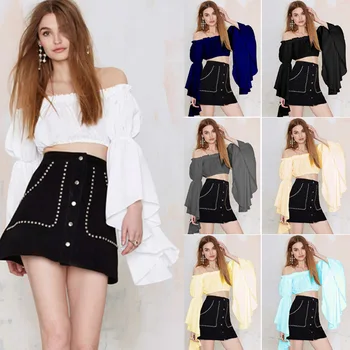 

Madam clothing OWLPRINCESS2020 Autumn New Style WOMEN'S Dress Horizontal Neck off-Shoulder Long-sleeved Upper Garment T-shirt