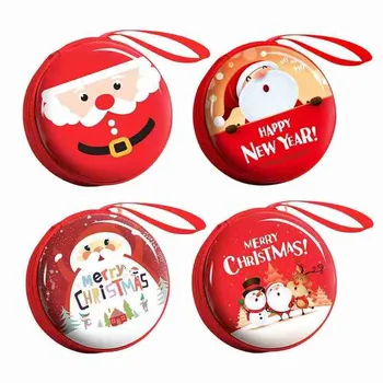 

1pc Cartoon Tinplate Xmas Candy Bag Square Round Christmas Candy Bag Purse New Year Navidad Gifts Tinplate Square Xmas Candy Bag
