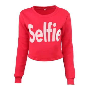 

5354 # Printed Letter Crew Neck WOMEN'S T-shirt Fleece Long Sleeve Short Hoodie Women's 2020 New