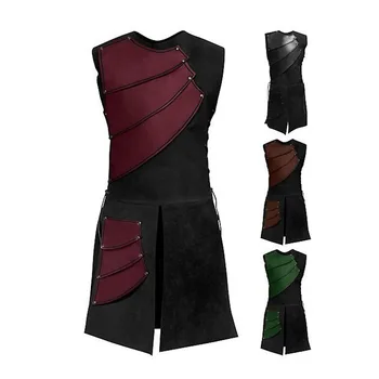 

European Middle Ages Medieval Knight Vest Jacket Stage Wear Drama Play Performance Man Sleeveless Coat Halloween Costumes