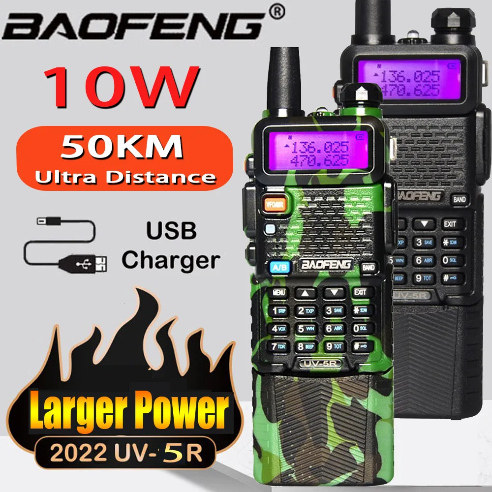 Мощная профессиональная портативная рация Baofeng 5 Вт/10 Вт дальность 10/50 км Uv 5r