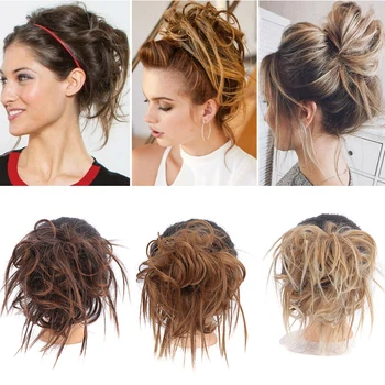 

MUMUPI 45g Scrunchie Hair Bun Donut Chignon Synthetic Hair Extension High Temperature Fiber Fake Hair Piece For Women