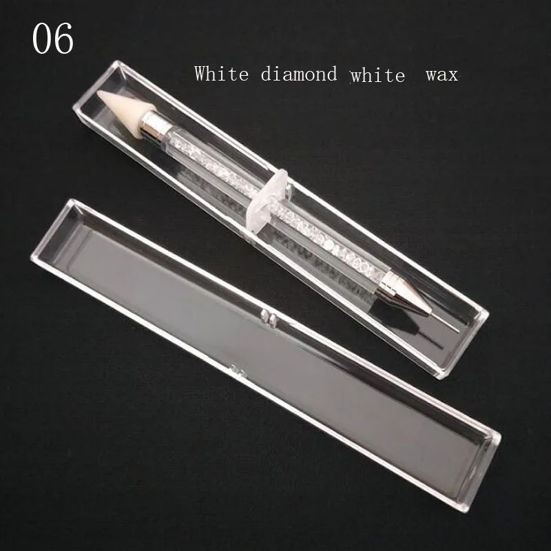 Роскошная двухконцевая ручка для раскрашивания ногтей, силиконовая ручка из нержавеющей стали с двумя точками, инструмент для сверления - Цвет: 06