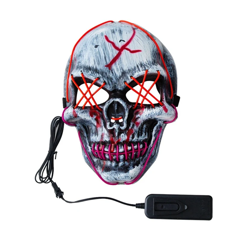 

Halloween Skull LED Cold Light Glowing Mask Cosplay Costume Party Mask Festival Party Decor Supplies Colors Random