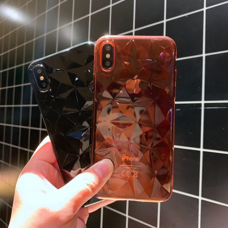 

Color Jelly 3D Diamond Transparent Soft Silicone TPU Back Case Cover For iPhone XS 11 Pro Max XR 7 8 Plus 6 6s X 10 5 5s SE Capa