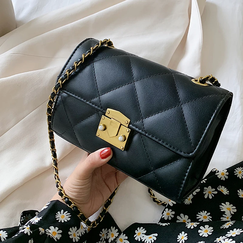 

Diamond Lattice Shoulder Bags for Women Luxury Square Handbags Female Pu Leather Plaid Messenger Bag Small Ladies Crossbody Bags