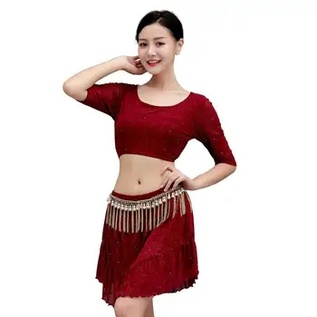 

Belly Dance Practice Clothes Set 2020 New Summer Oriental Dance Practice Clothing Beginner Sexy Short Skirt Suit Adult Female