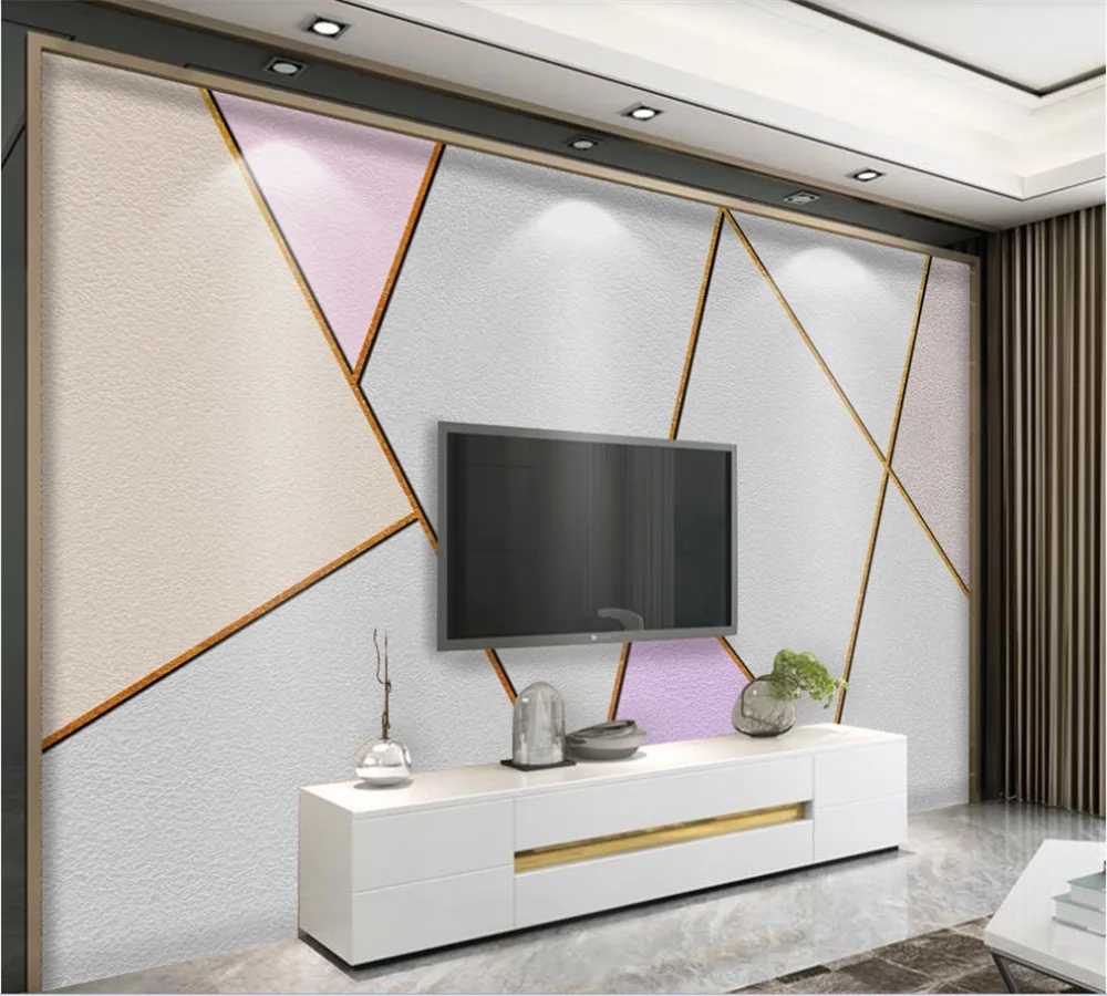 

Custom 3D wallpaper mural Nordic simple personality abstract lines geometric square TV background wall