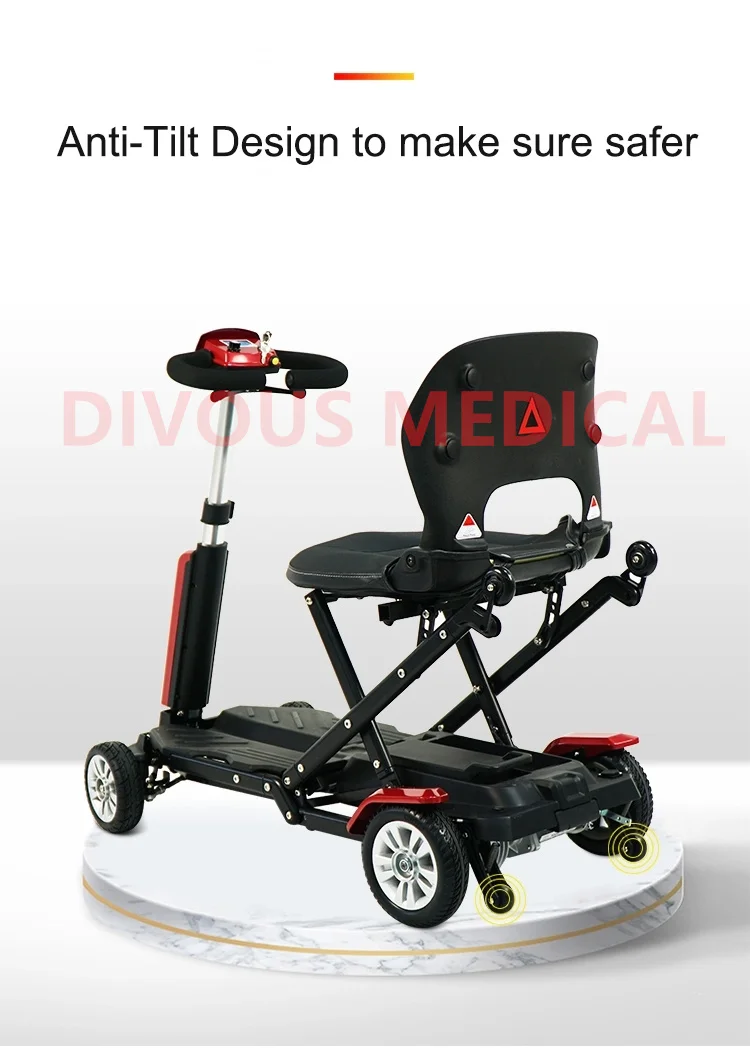 Hot sell 24v seniors disabled 4 wheels automatic folding electric mobility scooter 6