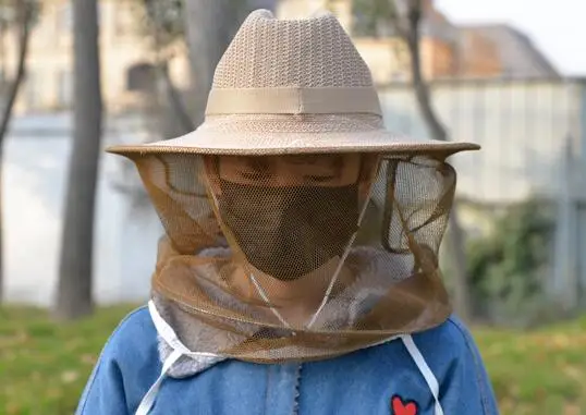 Thick anti-bee hat beekeeping tools mesh Weave cotton fabric gauze breathable bee nets catch peak hats Bee sting protection D027