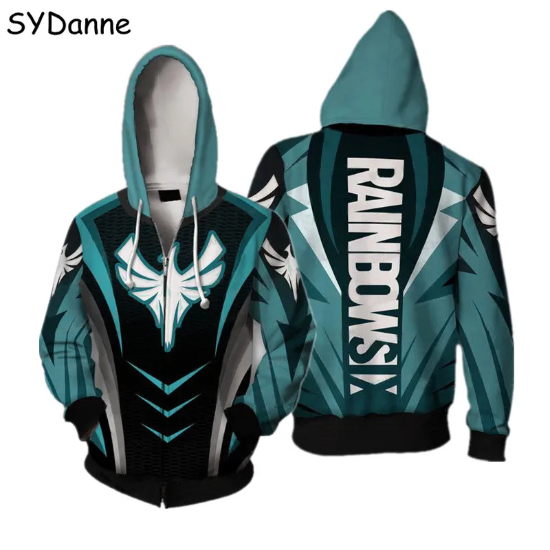 

Rainbow Six Siege Hoodie Jacket Cosplay Costumes Thin Pullover Hoodies Tops Outerwear Coat Outfit Hip Hop Raglan Sweatshirt Mens