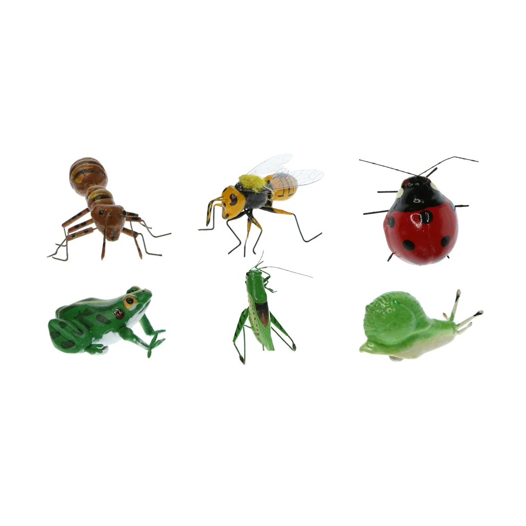 Qty 12 Handcraft Lifelike Figurine Insect Bee Grasshopper Garden Decor Toys