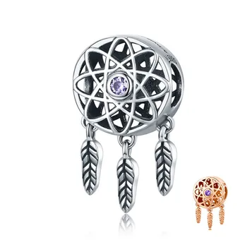 

Genuine 925 Sterling Silver Beautiful Dream Catcher Holder Beads fit Charm Bracelet Necklace DIY Jewelry Christmas TDD330