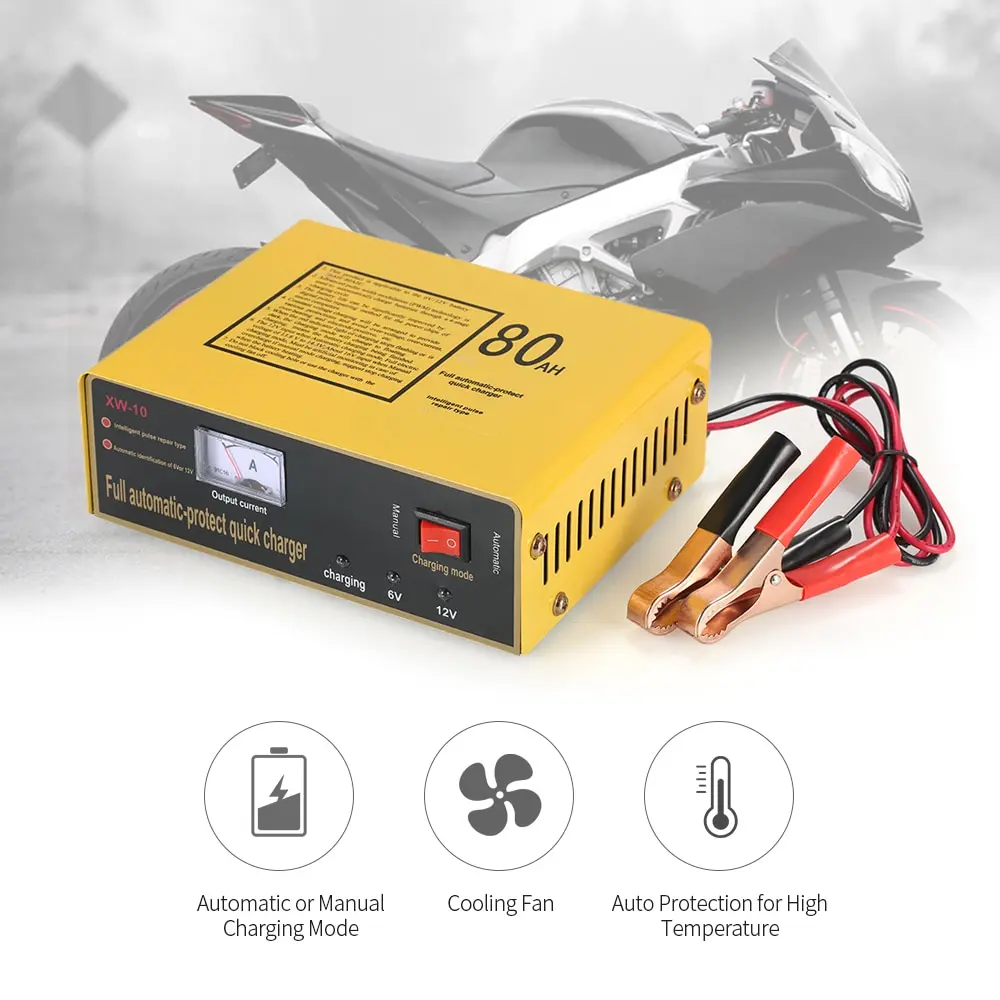 

6V/12V Intelligent battery charger Automatic Pulse Repair Type Maintainer for Lead Acid Battery Lithium Battery 120W AC110V-250V