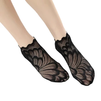 

kawaii Nylon Women Invisible Low Ankle Socks Women's Boat Socks Cotton Lace Stocks Sexy Mesh Female Socks