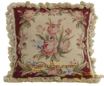 

needlepoint luxury pillow case Traditional Chinese Crosstitch Flower Fleece quare Cover Toss