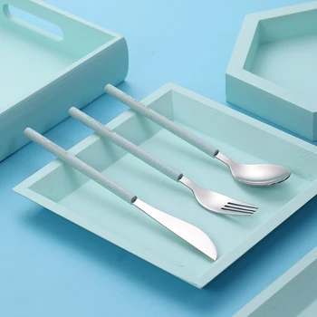 

Cutlery Stainless Steel Dinnerware Set Flatware Fork Kitchen Wedding Picnic Silverware Travel Cuberteria Tableware BY50CT