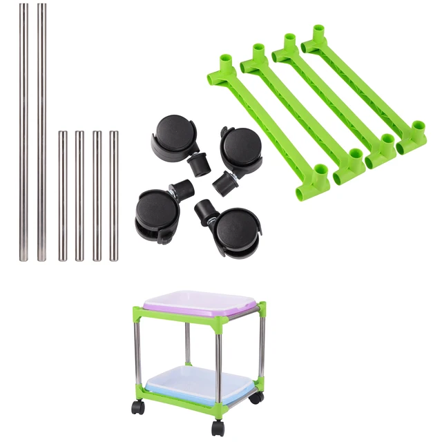 Babcsírási Óvoda Tálca Polc Tartozékok Tároló Állvány Barkácsolás Rozsdamentes Acél Cső Univerzális Forgó Irányú Fékkerék
