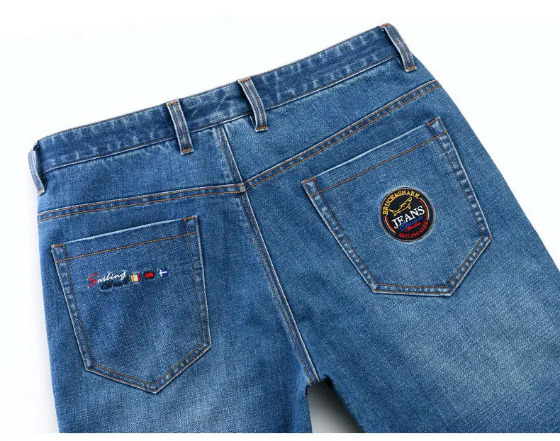 Бренд Брюс и Акула, мужские зимние синие джинсы с подкладкой, Стрейчевые джинсовые штаны, джинсы для мужчин, облегающие, студенческие, Молодежные джинсы 28-42 размера 8236