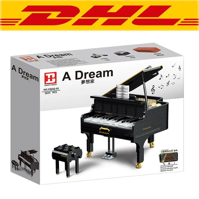 

2020 New DHL 2623pcs MOC piano Dreamer blocks Motor Bluetooth linkage Model Building Kits piano Blocks Bricks Christmas Toy Gift