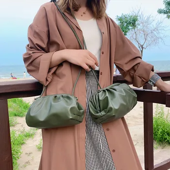 

Day Clutch Bag Women Dumplings Messenger Bag Designer Retro New Fashion Ruched Cloud Female Crossbody Shoulder Bag Tide Handbag